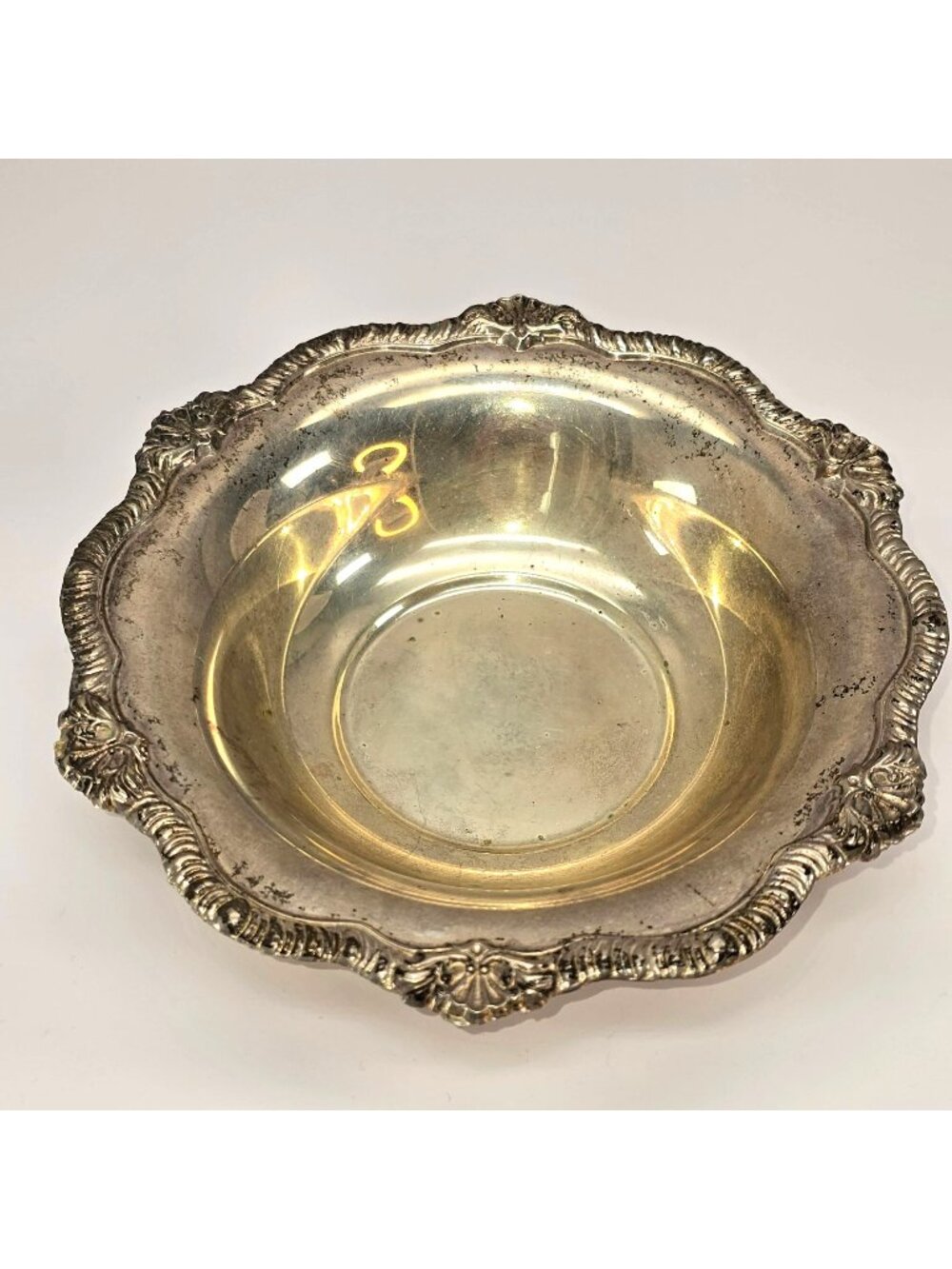 Vintage Silver Plated Bowl Scalloped Edging Made In England SG A1 Plate VL5083